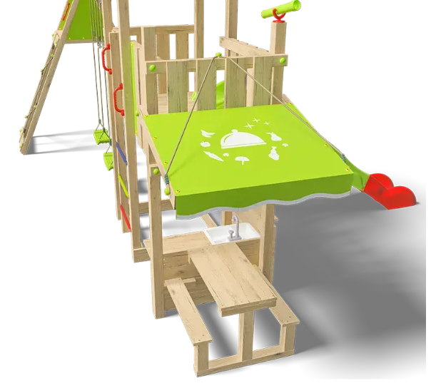 Aire de jeux bois 2,20 m SNACK XPRESSION - 12 enfants