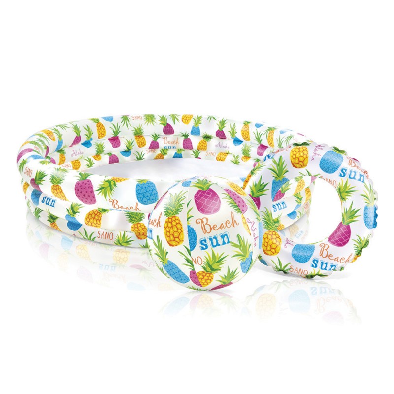 Intex-Piscine gonf+bouée+ballon 59469