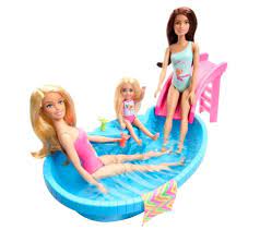 BARBIE -Poupée Blonde Avec Piscine HRJ74