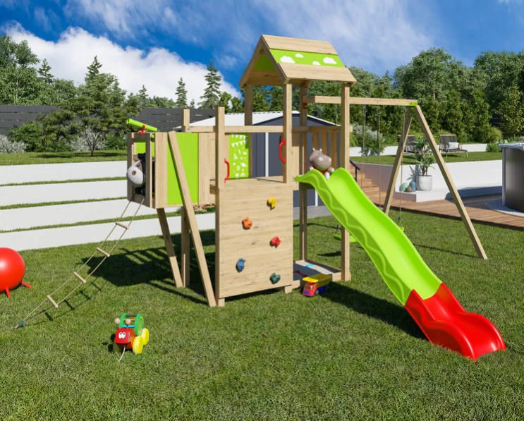 Aire de jeux bois 2,20 m STARRY XPRESSION - 10 enfants