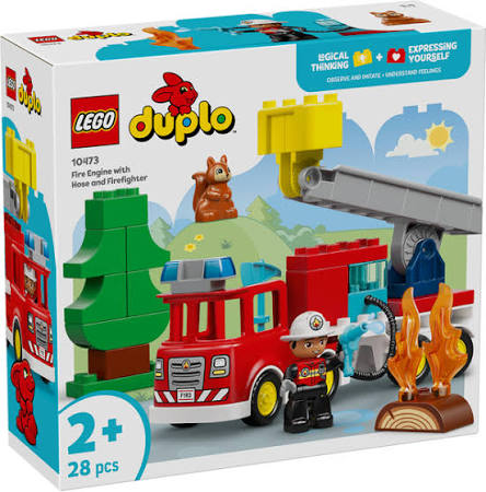 10473 Camion de pompiers avec tuyau et pompier
