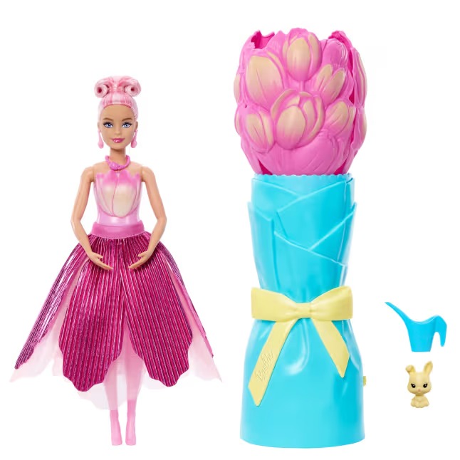 Barbie Poupée Pétals Pop Tulipe Et Accessoires JMF57