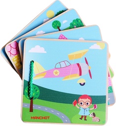 [109-11003] Manchot - Storybook en bois - véhicules